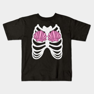 Cute Pregnant Mermaid baby Skeleton Halloween Kids T-Shirt